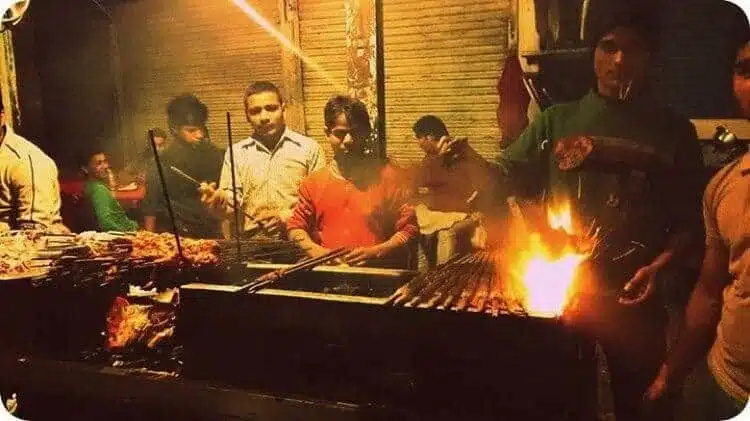 Beef Skewers outside Old Delhi's Jama Masjid Area.