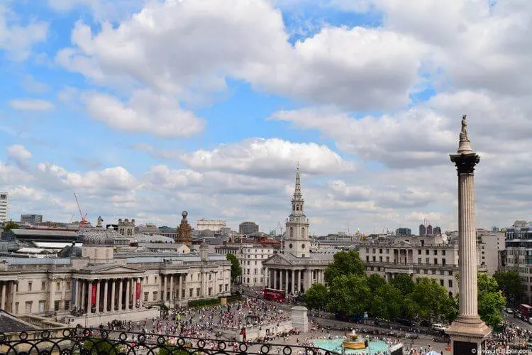 How to Explore London, United Kingdom Like a Local - View from Vista Bar in Londons - Trafalgar Square.