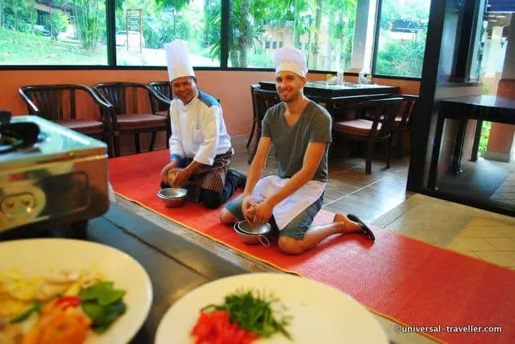 The Chef And Me Preparing The Coconut Milk In A Traditional Way.