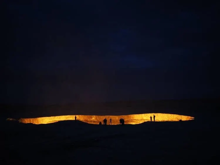 Camping At Darvaza Gas Crater In Turkmenistan