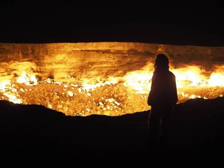 Camping At Darvaza Gas Crater In Turkmenistan