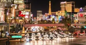 View of the Las Vegas Strip at night.