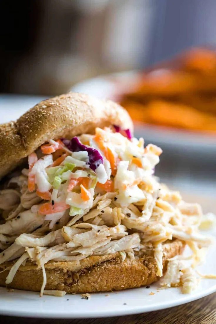 Instant Pot Bbq Chicken Sandwiches Closeup