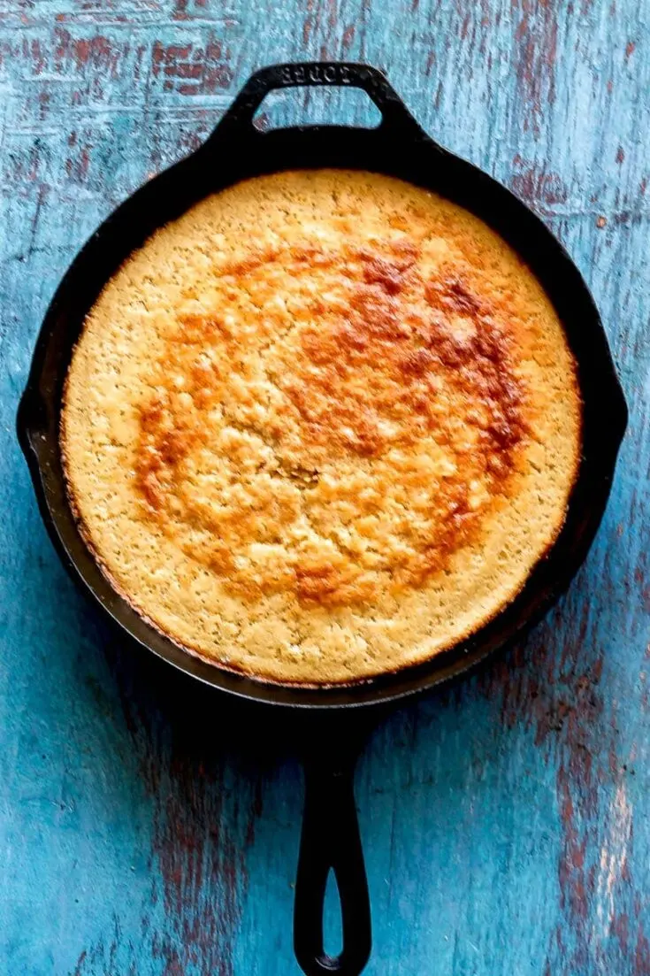 Cast Iron Skillet Cornbread Overhead