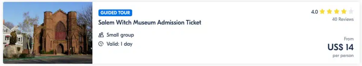 Bilhete De Entrada Para O Salem Witch Museum