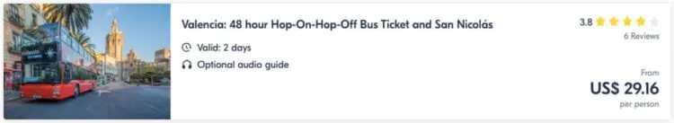 Valencia 48 Hour Hop-On-Hop-Off Bus Ticket And San Nicolas