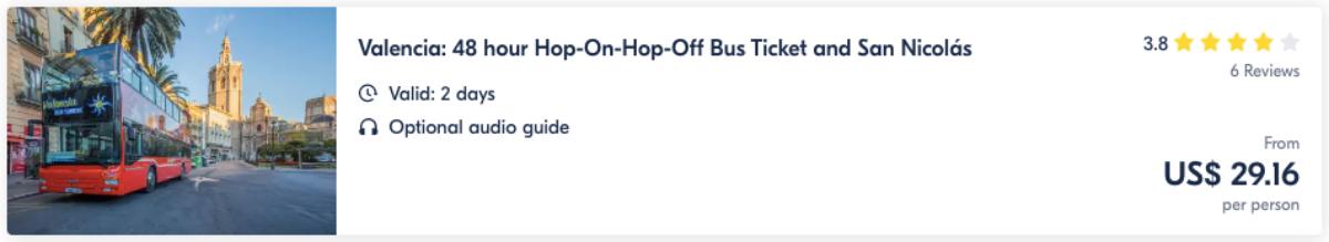 Valência 48 Horas Hop-On-Hop-Off Bus Ticket E San Nicolas
