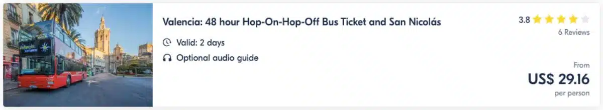 Billete De Autobús Hop-On-Hop-Off De 48 Horas De Valencia Y San Nicolás