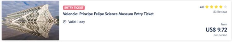 Biglietto D'Ingresso Al Museo Delle Scienze Di Valencia Principe Felipe