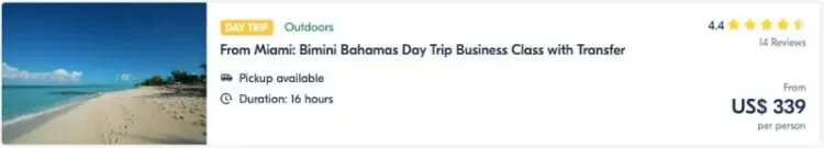 From Miami Bimini Bahamas Day Trip Business Class With Transfer