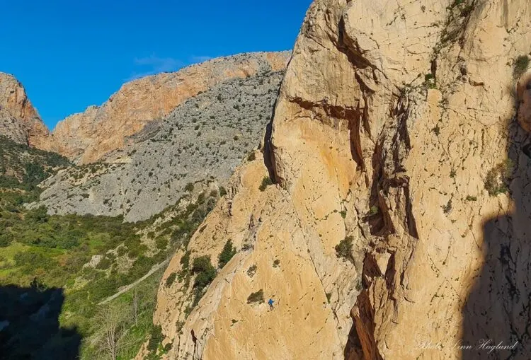 Rock Climber In Desfiladero De Los Gaitanes Gorge - Andalucia Hiking